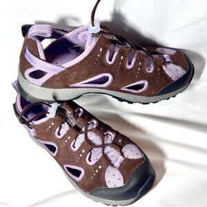 Lands' End 191511-Women's Water Hiking Sandals-Brown/Lilac-Sz. 6B-Velcro-Slip On